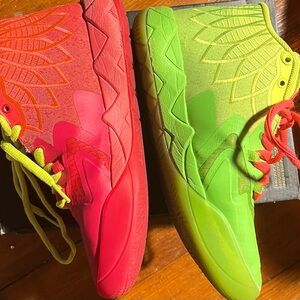 Puma Vibrant Red and Lime Kids Sneakers